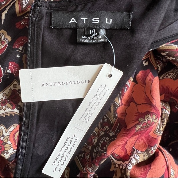ATSU Anthropologie NWT Ruched Faux Wrap Dress Sz 14 - Picture 10 of 15